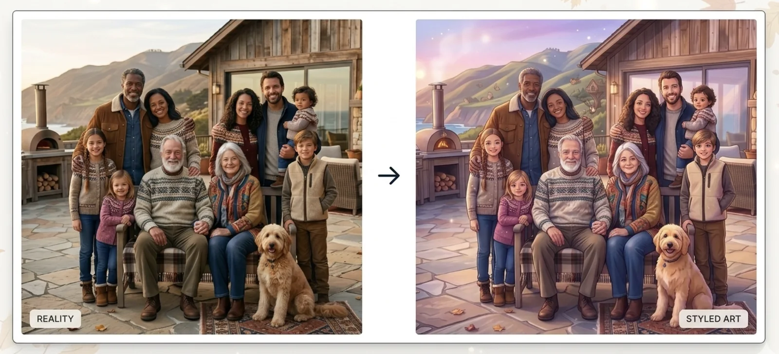 A dreamy illustrated family scene used as a motion study thumbnail