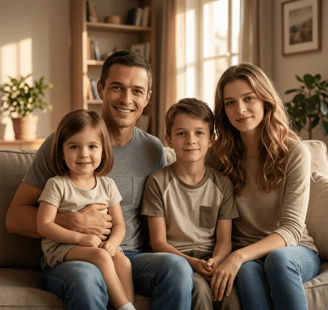 A composed family portrait used as a storyboard thumbnail